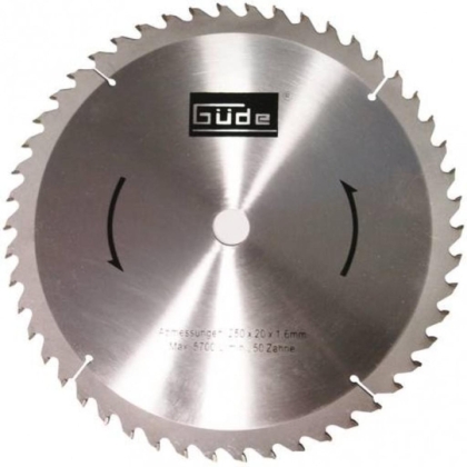 Диск за циркуляр GUDE, 250x20мм, 50 зъба
