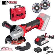 Акумулаторен ъглошлайф Raider RDP-SPAG20 Set, 20 V, 4 Ah, ф125 мм (030251)