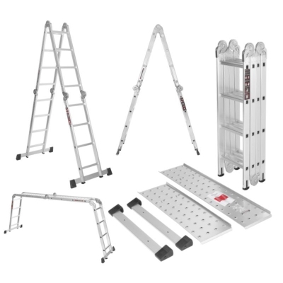 Алуминиева сгъваема стълба с платформа Kraft&Dele KD4071, 4x4, 460 см, 150 кг