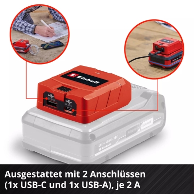 USB адаптер за батерия TC-CP 18 Li USB A/C-Solo Einhell (4514148)