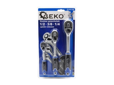 GEKO G10136 Комплект тресчотки 1/2'' 3/8'' 1/4''-1